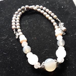 Ladies sterling silver and pearl with crystals